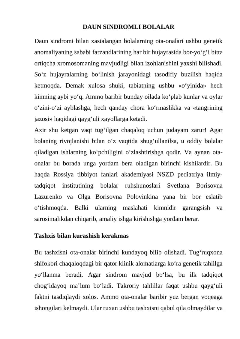 Daun Sindromli Bolalar