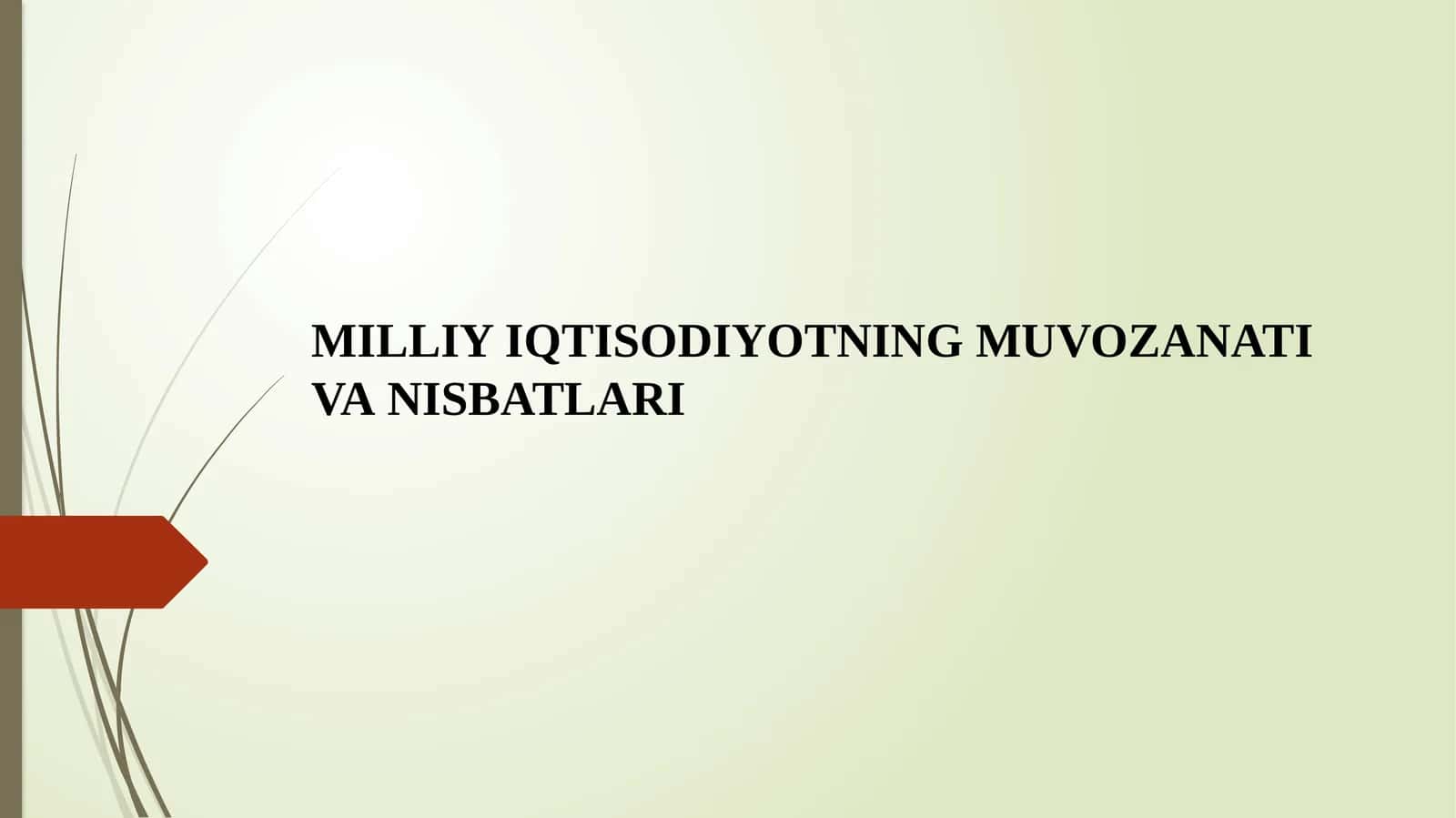 MILLIY IQTISODIYOTNING MUVOZANATI VANISBATLARI
