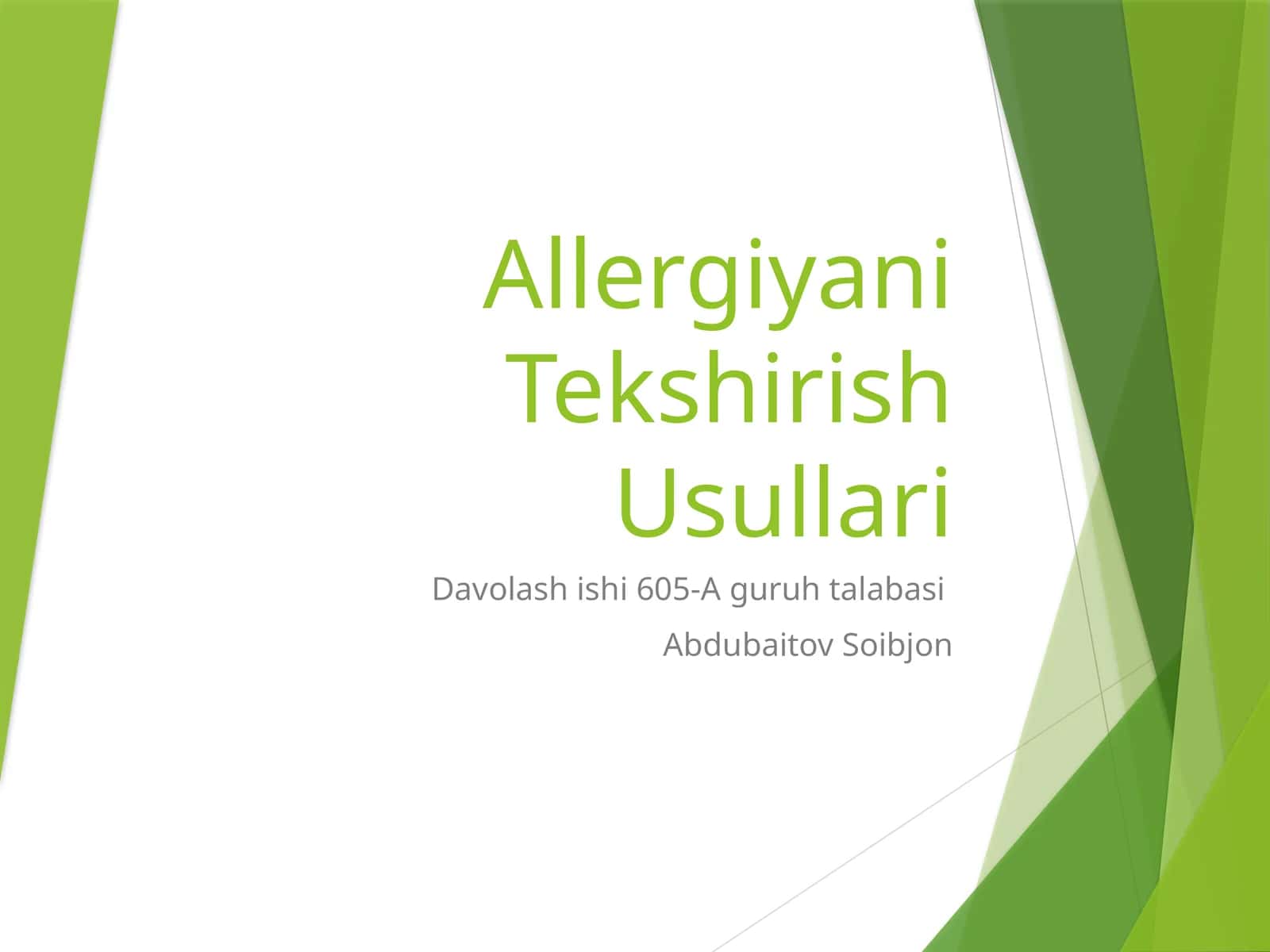 Allergiyani Tekshirish Usullari