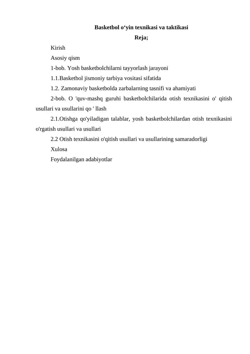 Basketbol oʻyin texnikasi va taktikasi