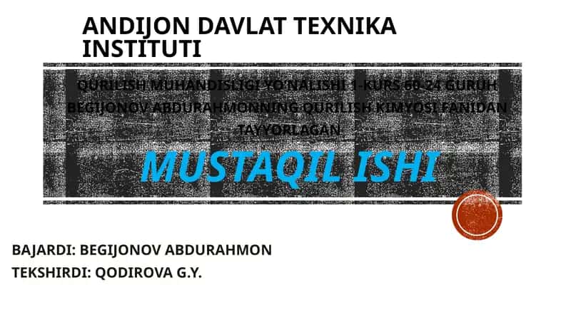 QURILISH KIMYOSI FANI