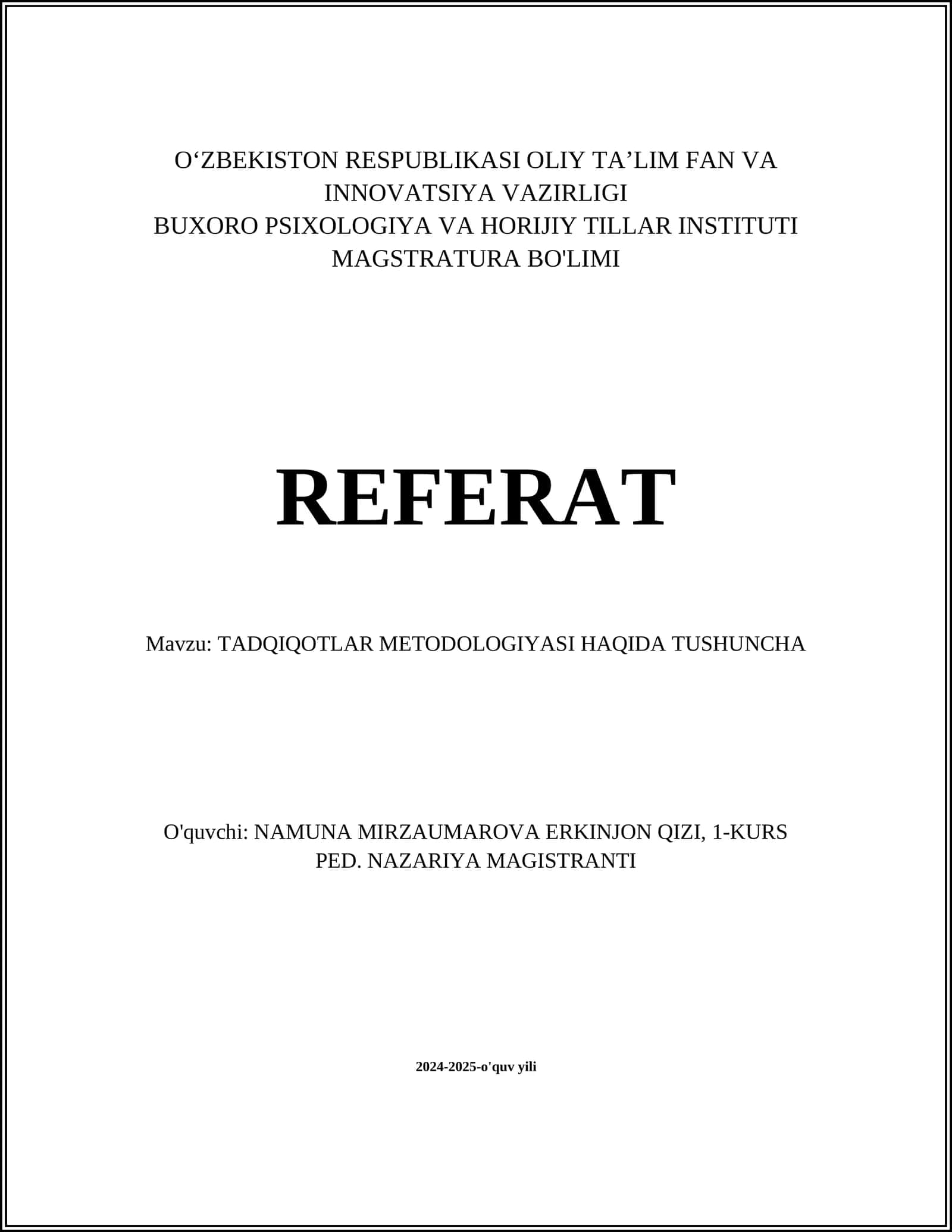 TADQIQOTLAR METODOLOGIYASI HAQIDA TUSHUNCHA