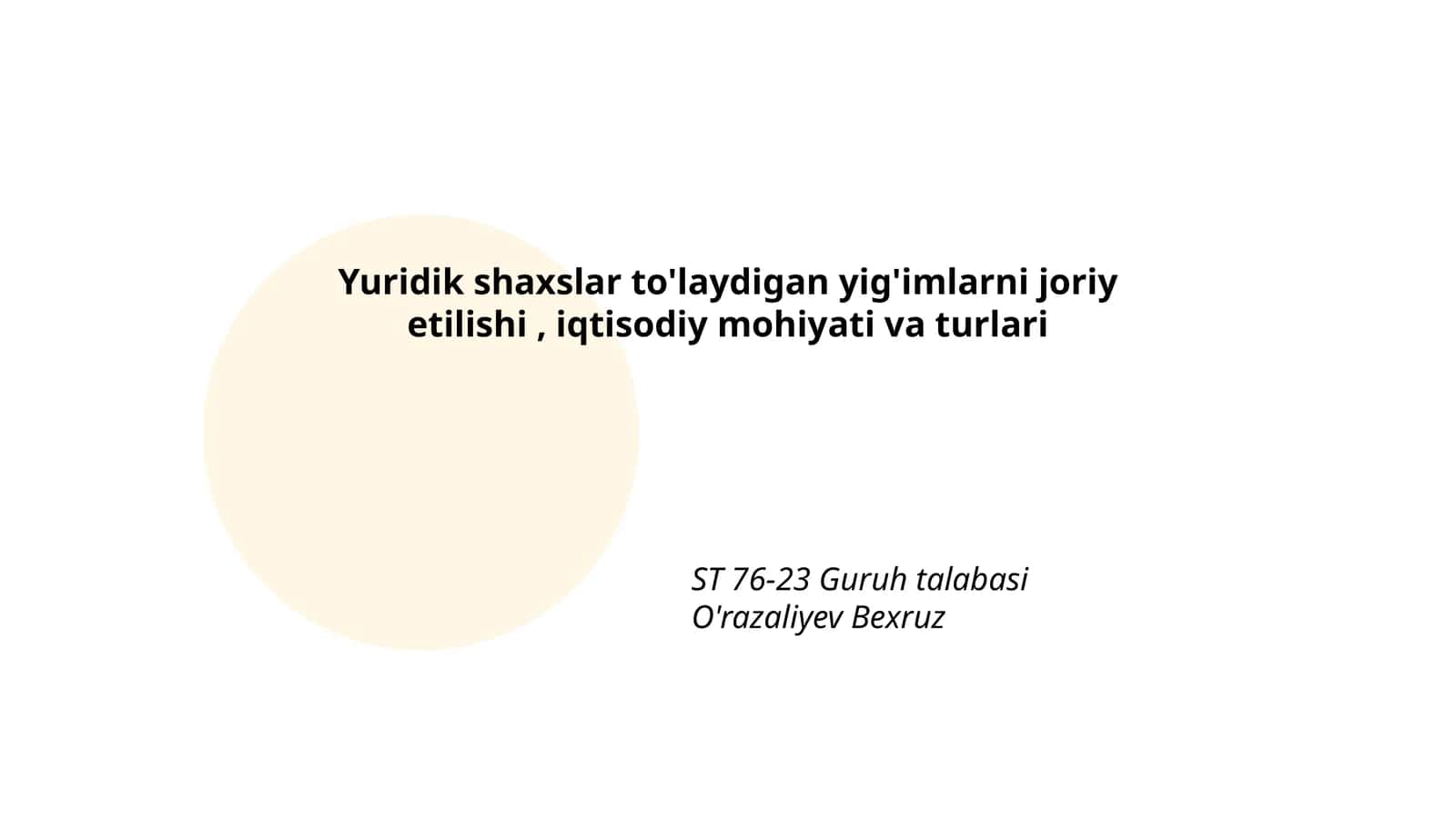 Yuridik shaxslar to'laydigan yig'imlarni joriy etishning huquqiy asoslari