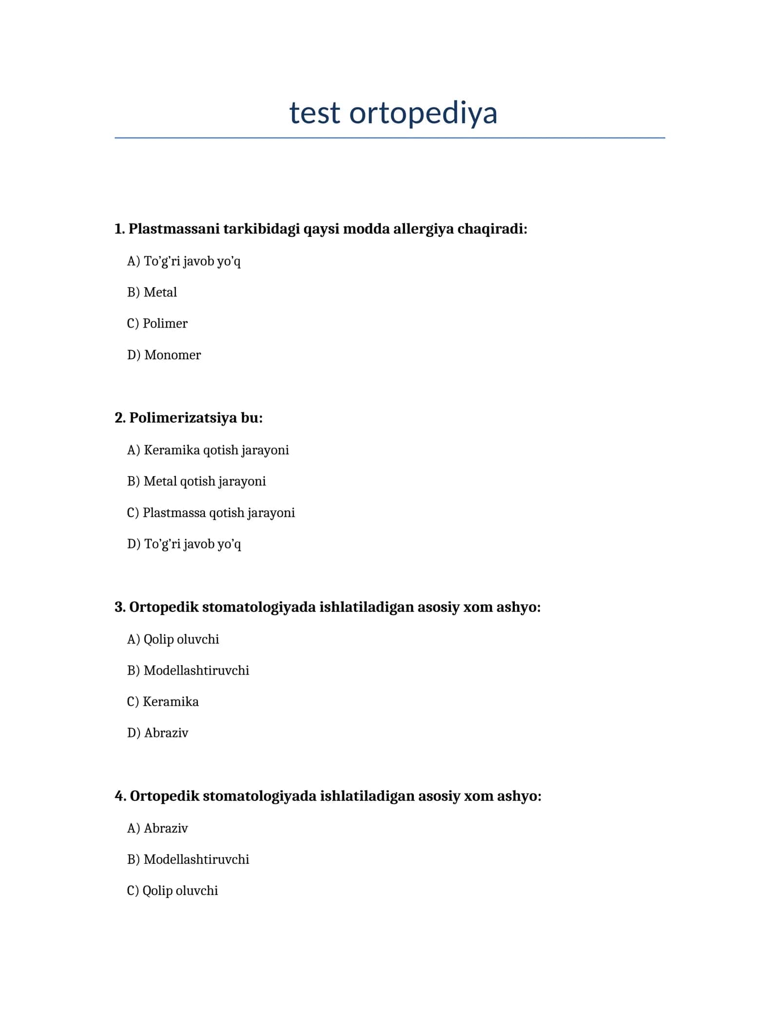 Test Ortopediya