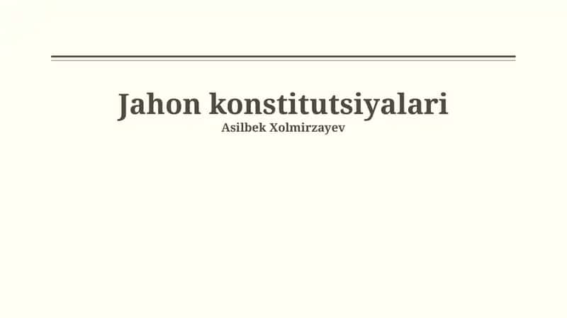 Jahon konstitutsiyalari