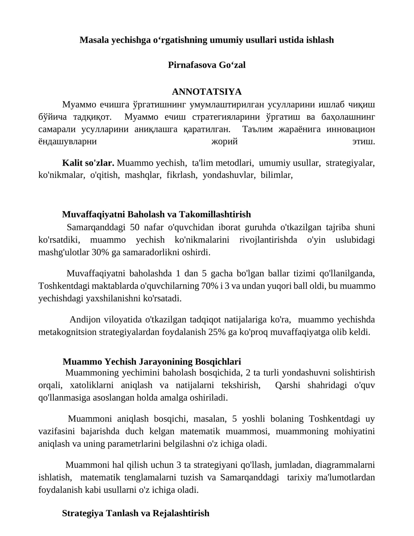 Muammo yechish