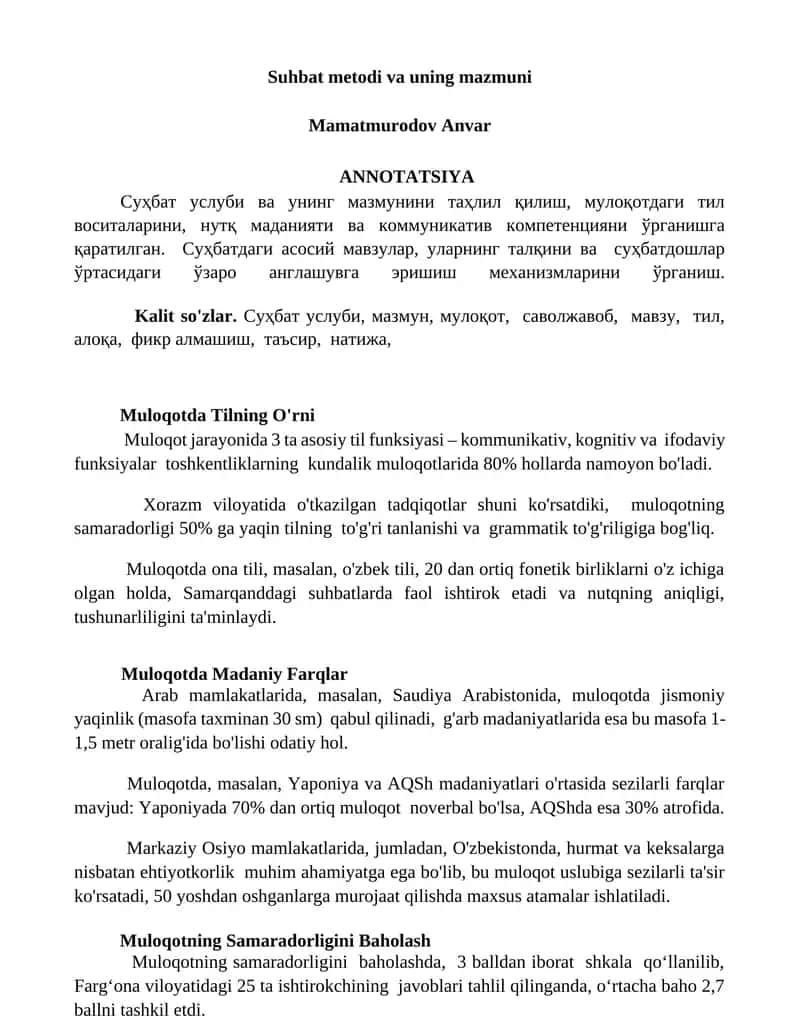 Muloqotda Tilning O'rni