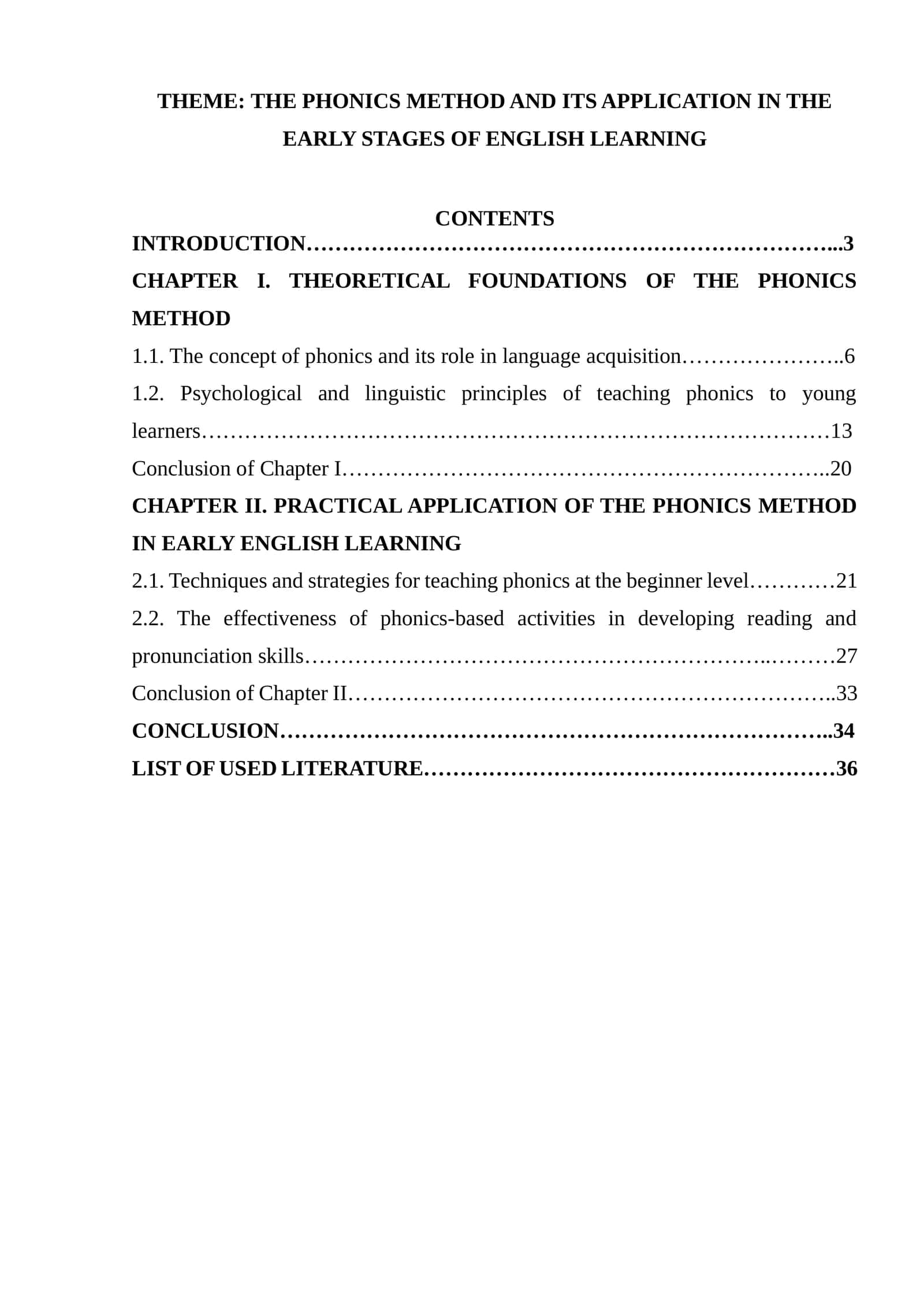 THE PHONICS METHOD AND ITS APPLICATION IN THE EARLY STAGES OF ENGLISH LEARNING