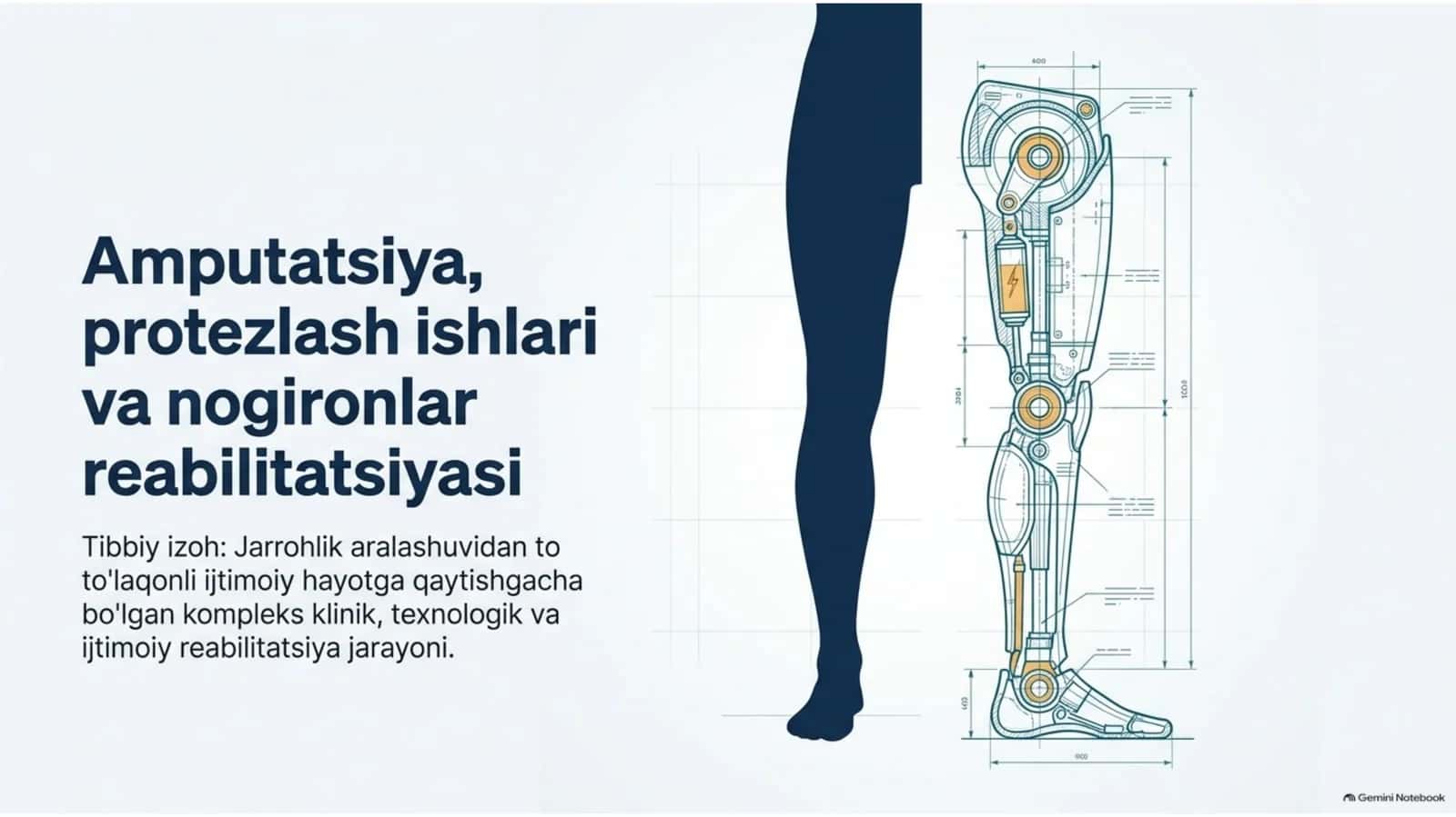 AMPUTATSIYA, PROTEZLASH ISHLARI VA NOGIRONLAR REABILITATSIYASI | 15 SLAYDLI TIBBIY TAQDIMOT