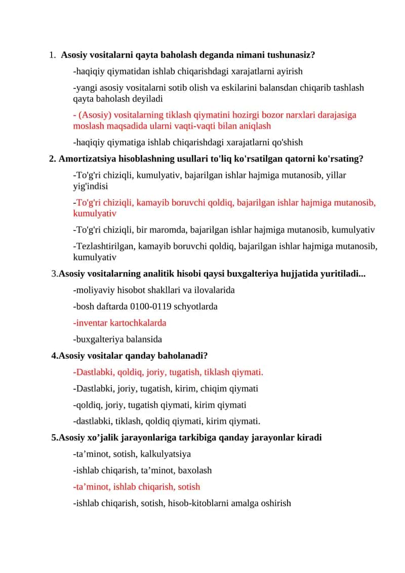 Asosiy vositalarni qayta baholash