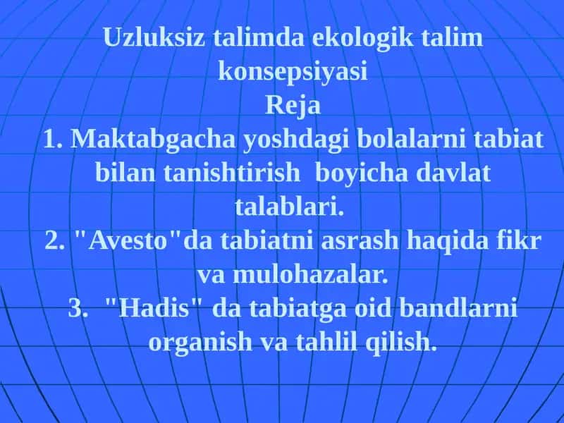 Uzluksiz talimda ekologik talim konsepsiyasi