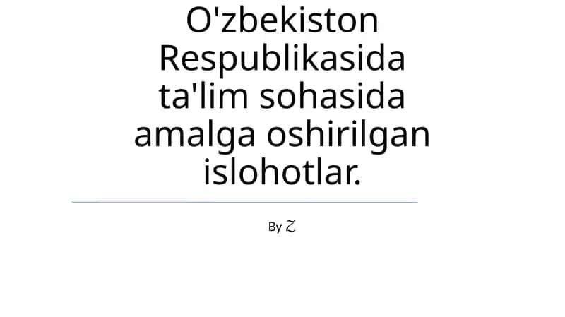 Oliy ta'lim va ilmiy tadqiqotlarni isloh qilish