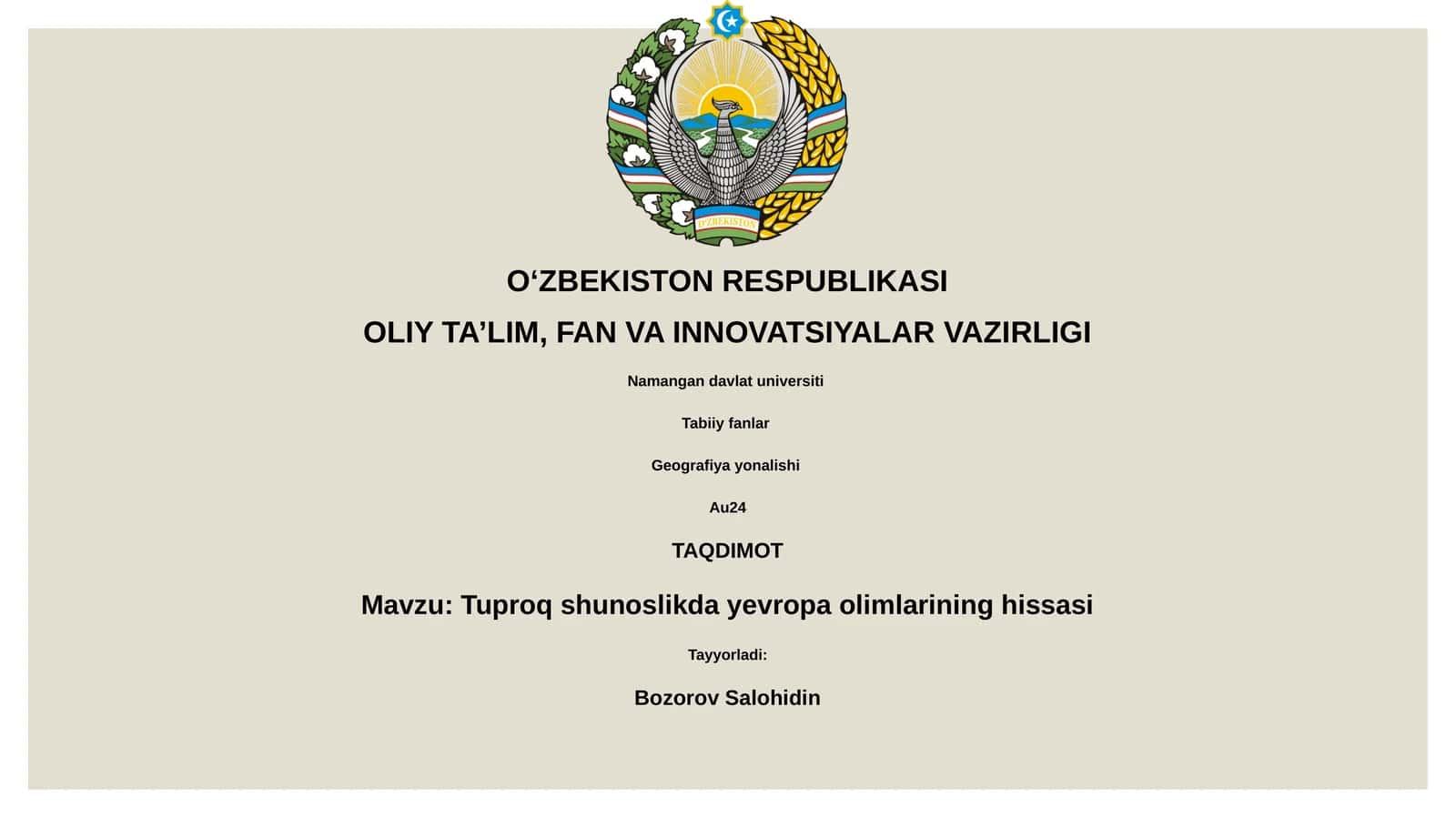 Tuproq shunoslikda yevropa olimlarining hissasi