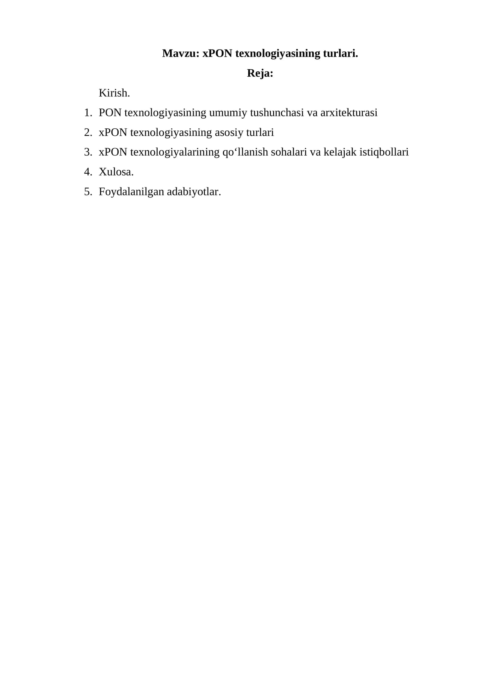 xPON texnologiyasining turlari