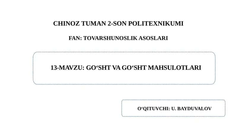 GO‘SHT VA GO‘SHT MAHSULOTLARI