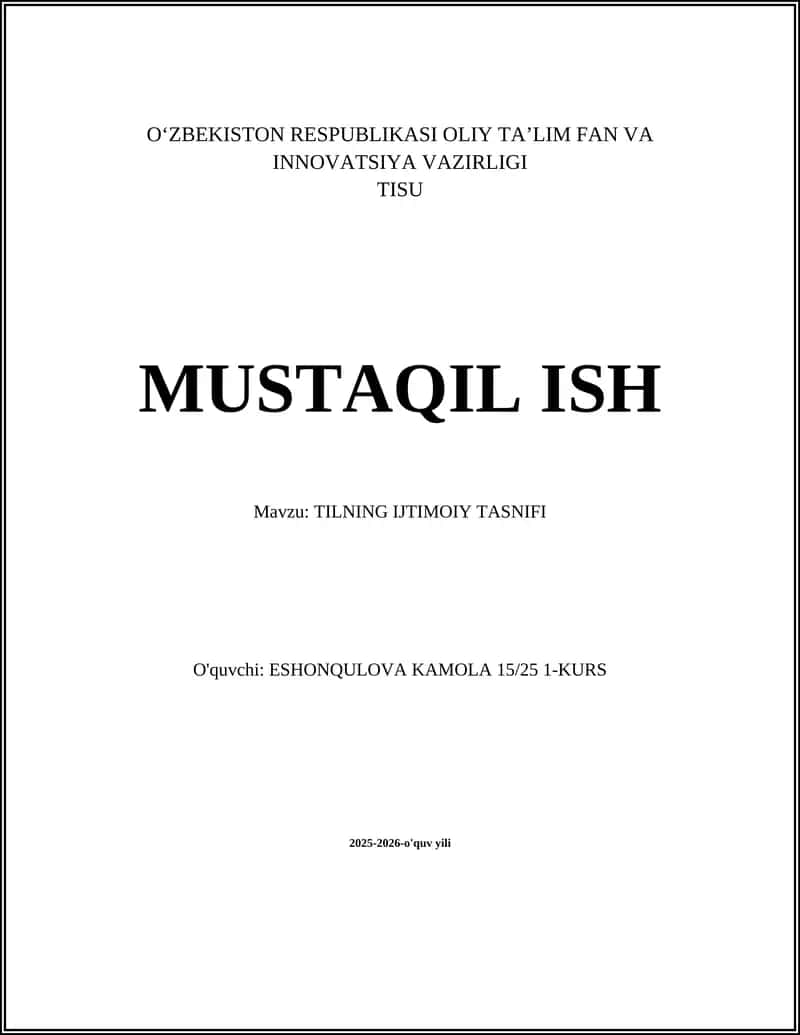 TILNING IJTIMOIY TASNIFI
