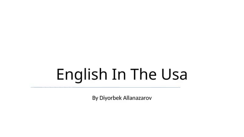 English In The Usa