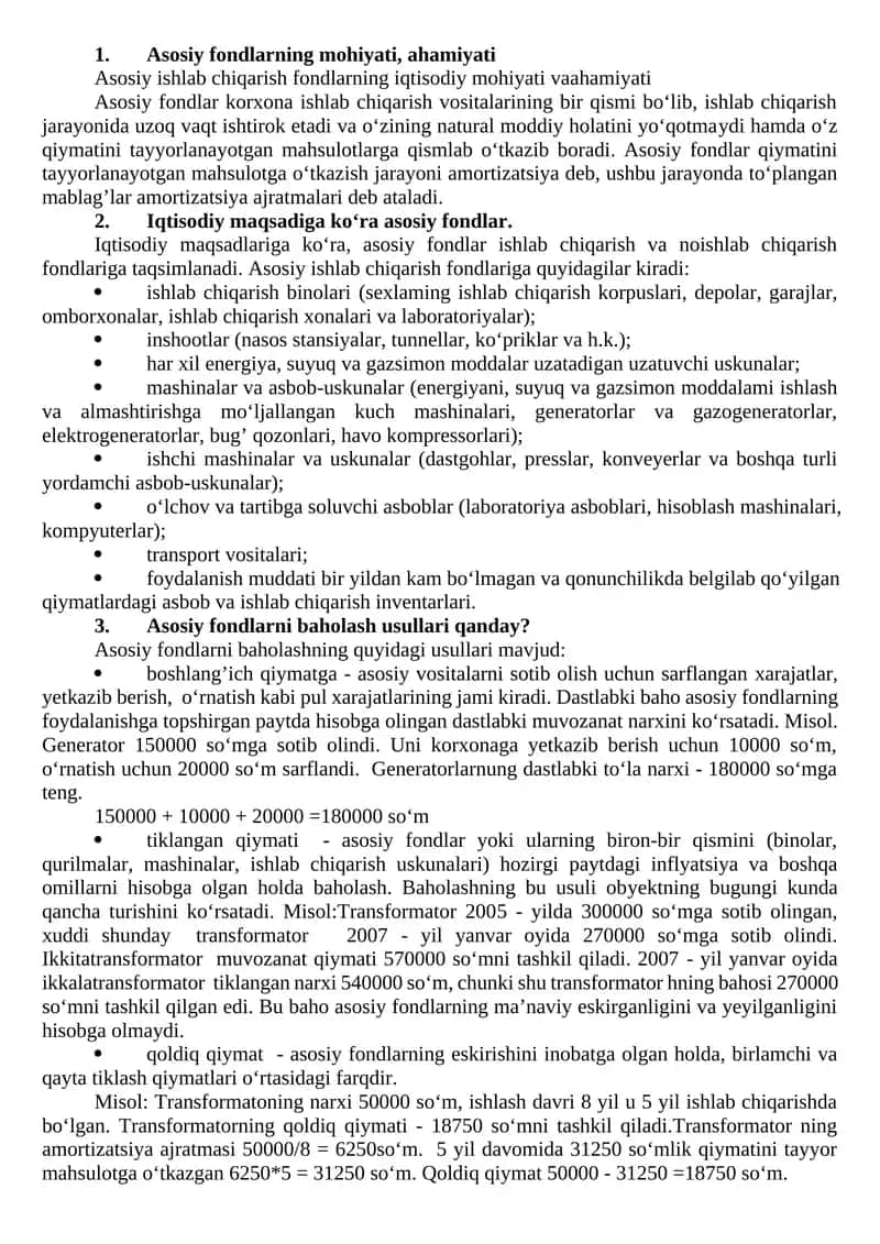 Asosiy fondlar