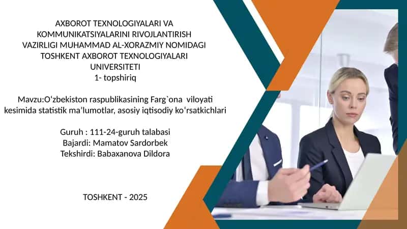 O‘zbekiston raspublikasining Farg`ona viloyati kesimidagi statistik ma’lumotlar, asosiy iqtisodiy ko‘rsatkichlari