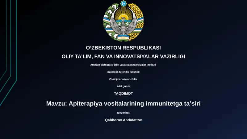 Apiterapiya vositalarining immunitetga taʼsiri