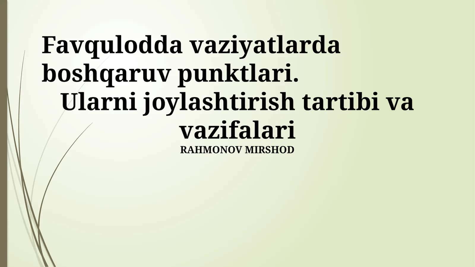 Favqulodda vaziyatlarda boshqaruv punktlari