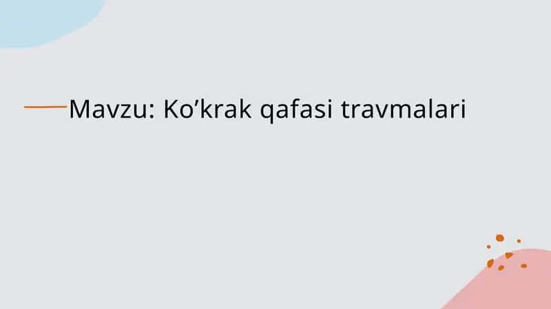 Ko'krak qafasi travmalari