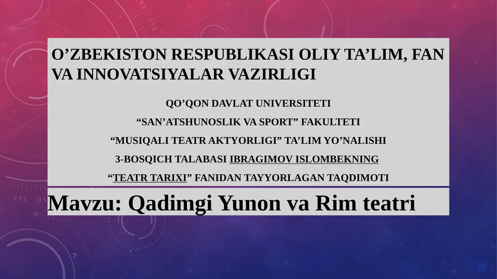 Qadimgi Yunon va Rim teatri