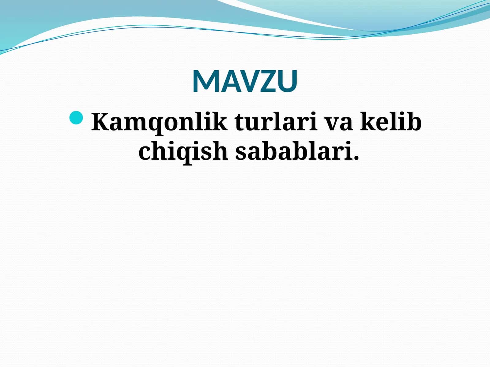 Kamqonlik (nemiya) kelib chiqishi sabablari