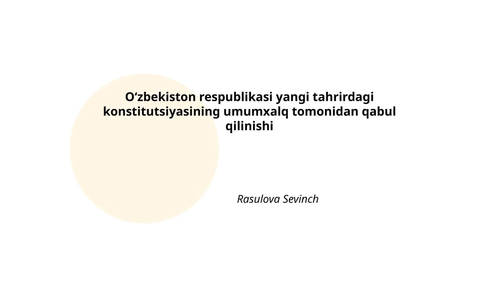 Oʻzbekiston respublikasi yangi tahrirdagi konstitutsiyasining umumxalq tomonidan qabul qilinishi