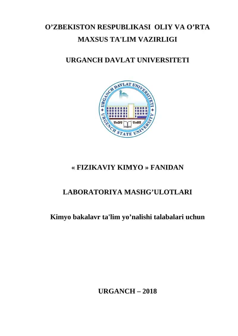Fizik kimyo laboratoriyasida ishlash qoidalari