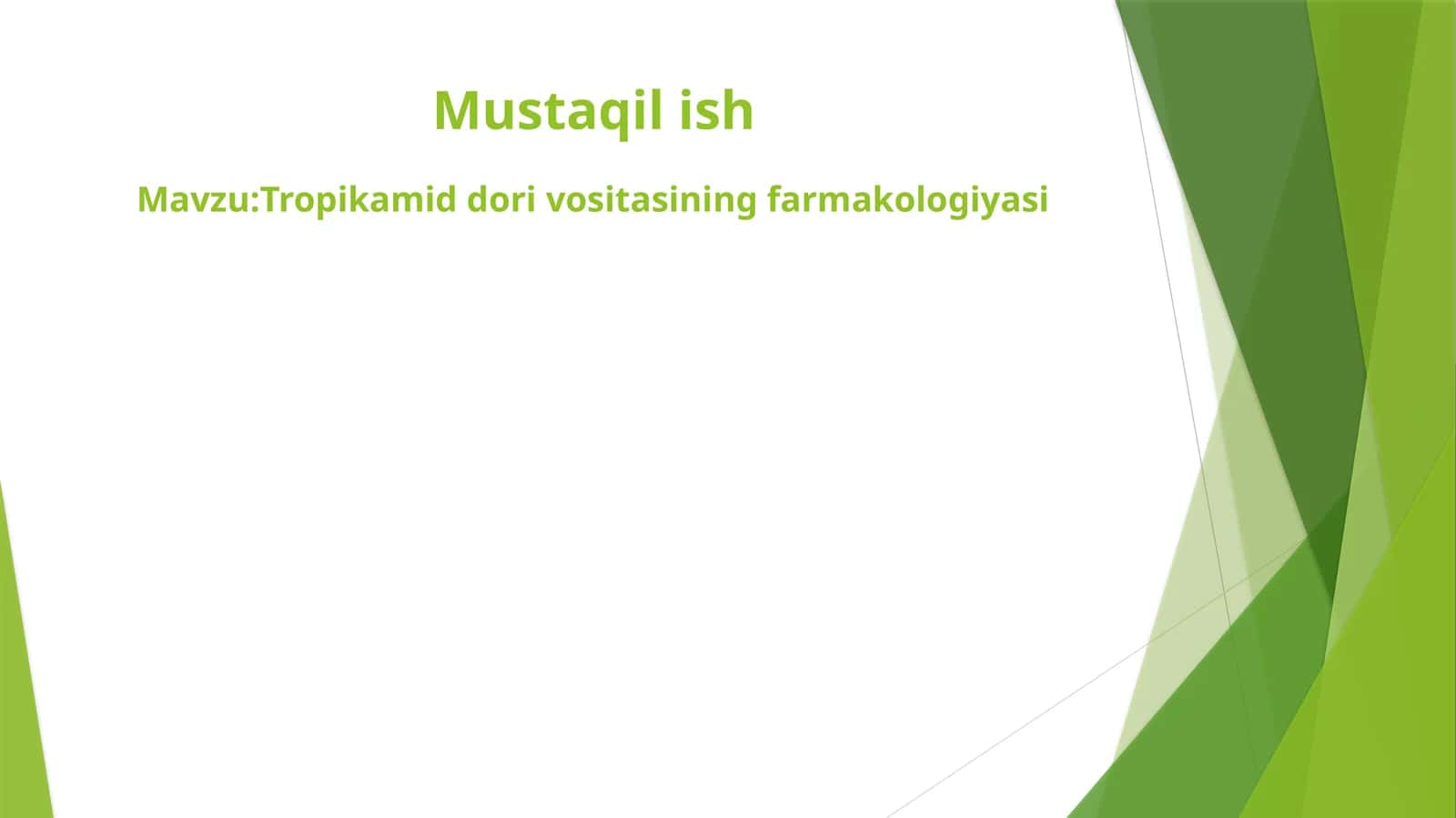 Tropikamid dori vositasining farmokologiyasi