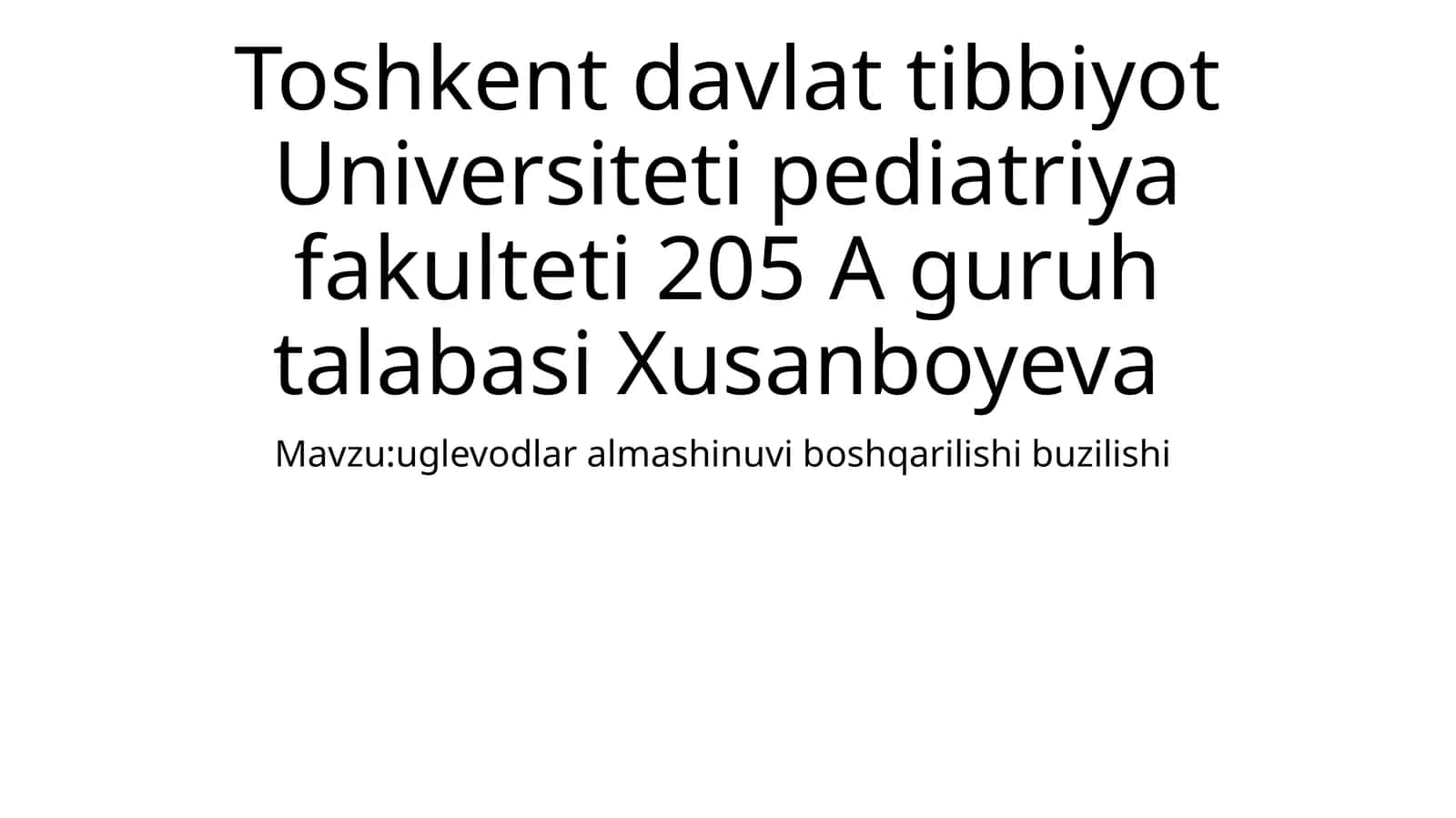uglevodlar almashinuvi boshqarilishi buzilishi