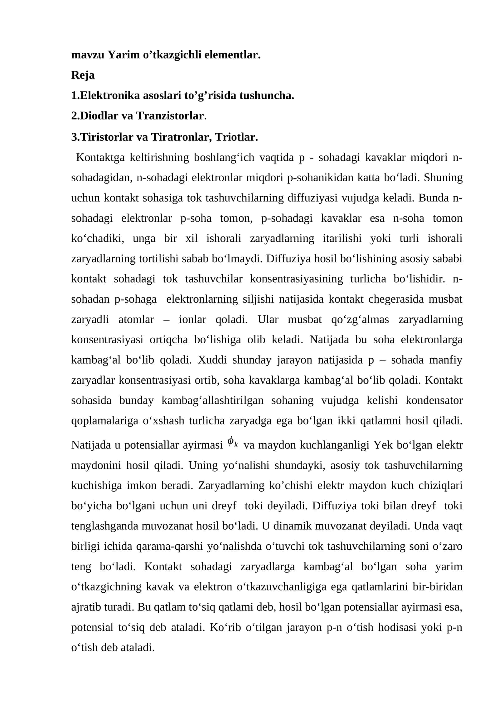 Yarim o’tkazgichli elementlar