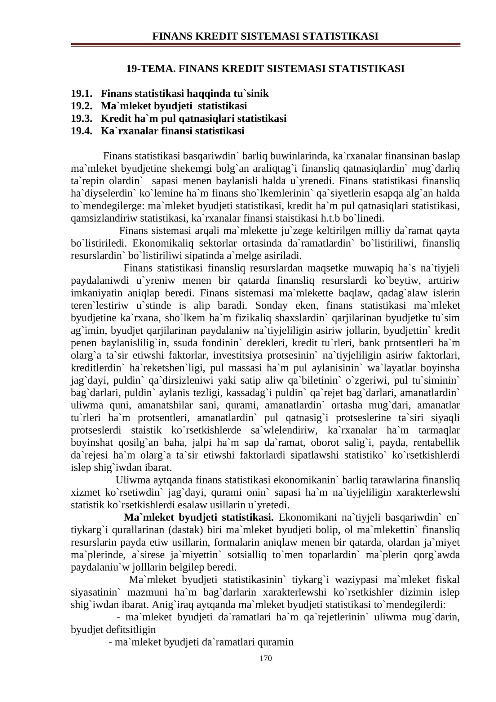 FINANS KREDIT SISTEMASI STATISTIKASI