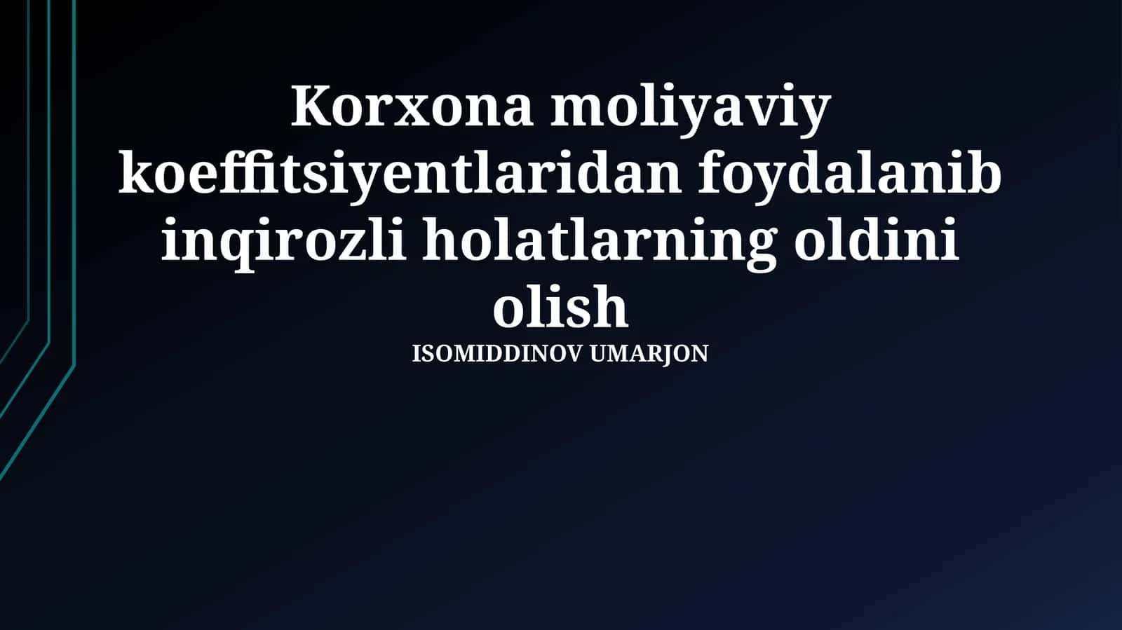 Inqirozli holatlarning oldini olish