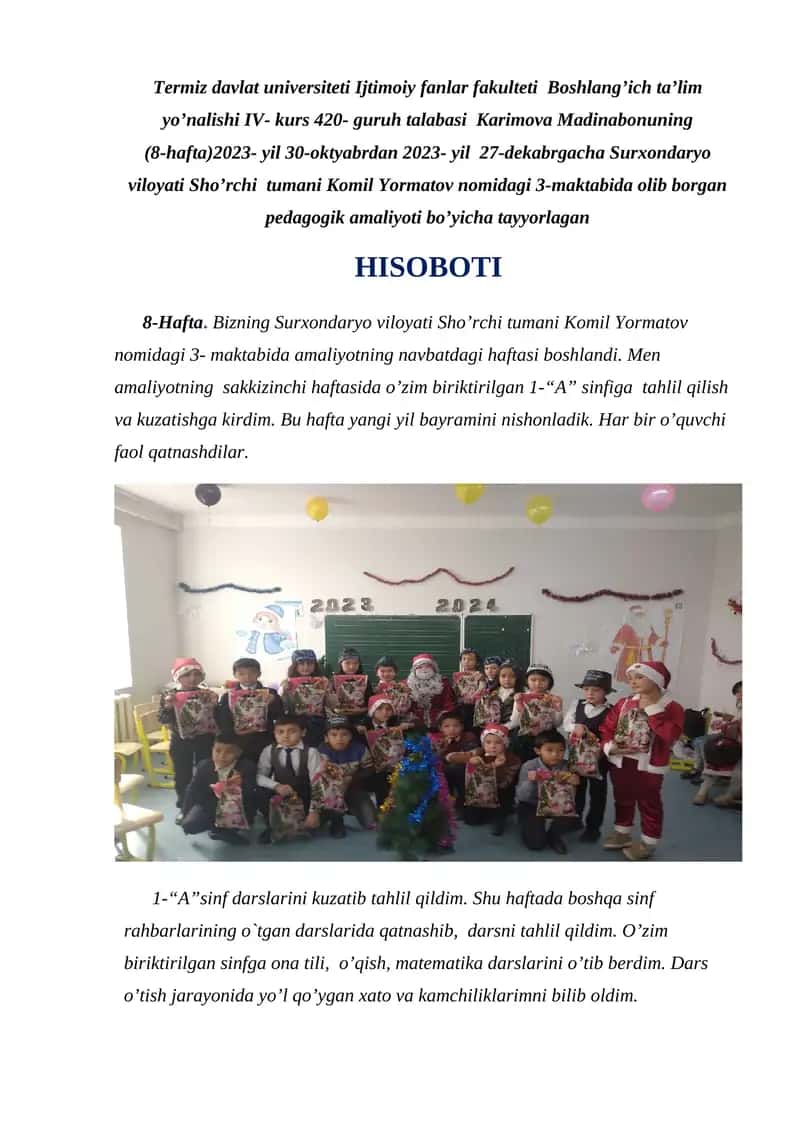 Karimova Madinabonunining Amaliyoti