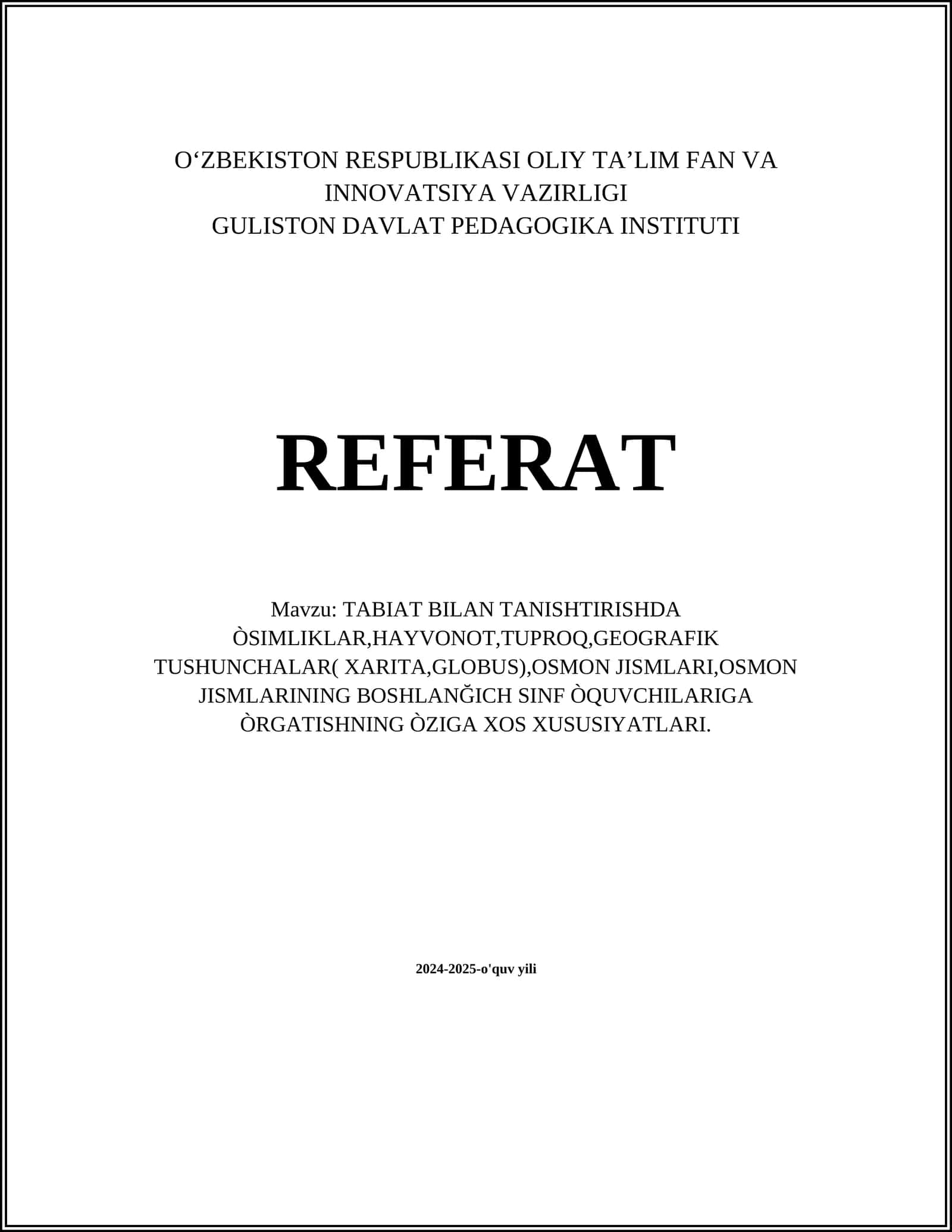 O'simliklar biologiyasi va ularning tabiiy muhiti
