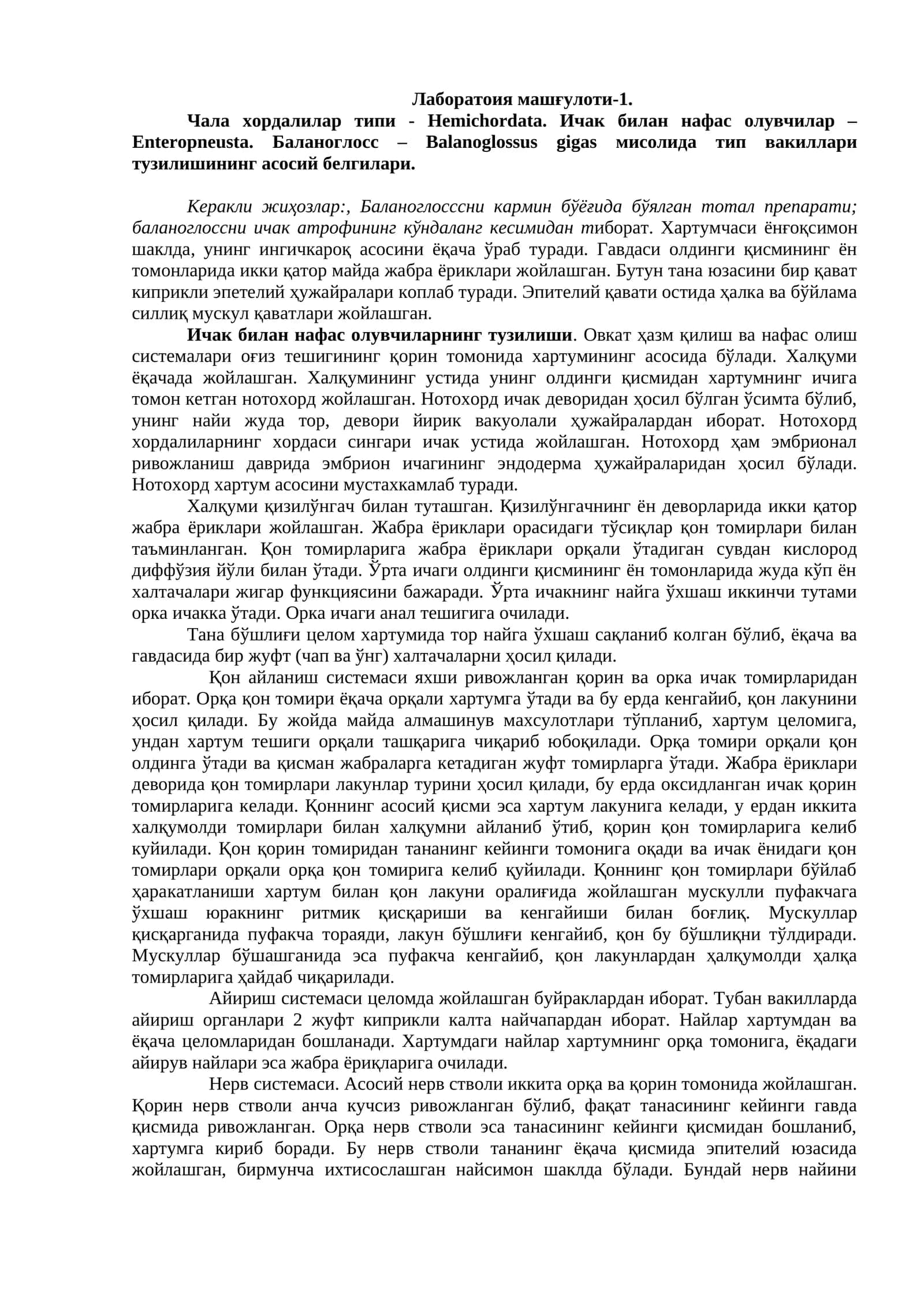 Чала хордалилар типи - Hemichordata