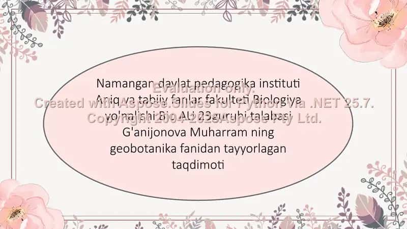 Geobotanika fanidan taqdimot