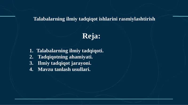 Talabalarning ilmiy tadqiqot ishlarini rasmiylashtirish