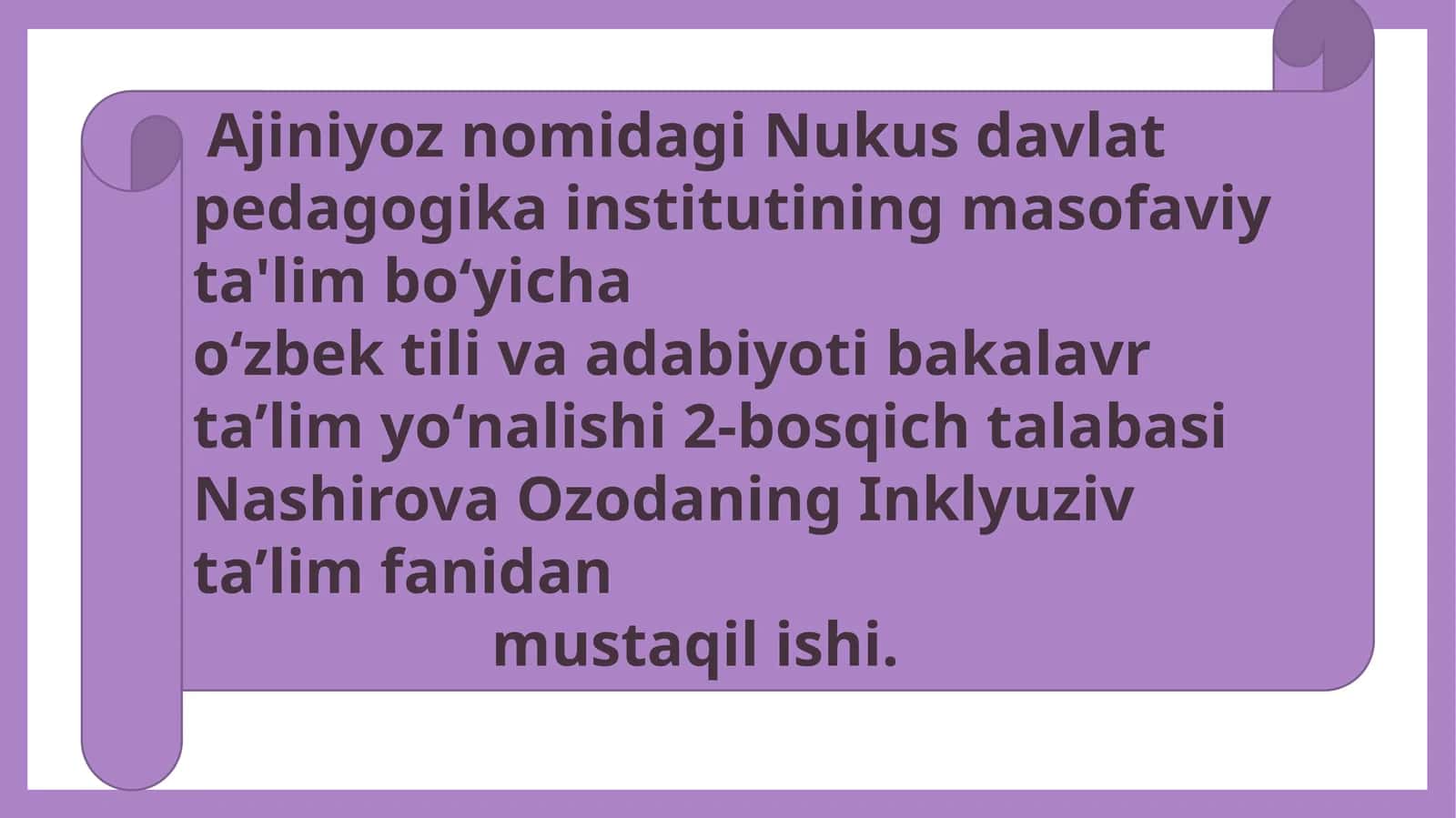 Umumta'lim tashkilotlarida alohida ta'lim ehtiyojlari bo'lgan bolalar uchun integratsiyalashgan ta'limni amalga oshirish .