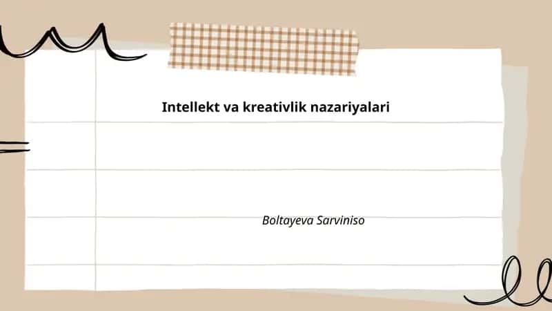 Intellekt va kreativlik nazariyalari