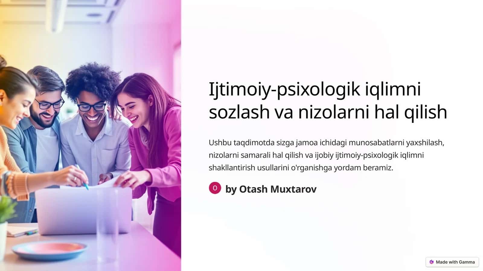 Ijtimoiy-psixologik iqlimni sozlash va nizolarni hal qilish