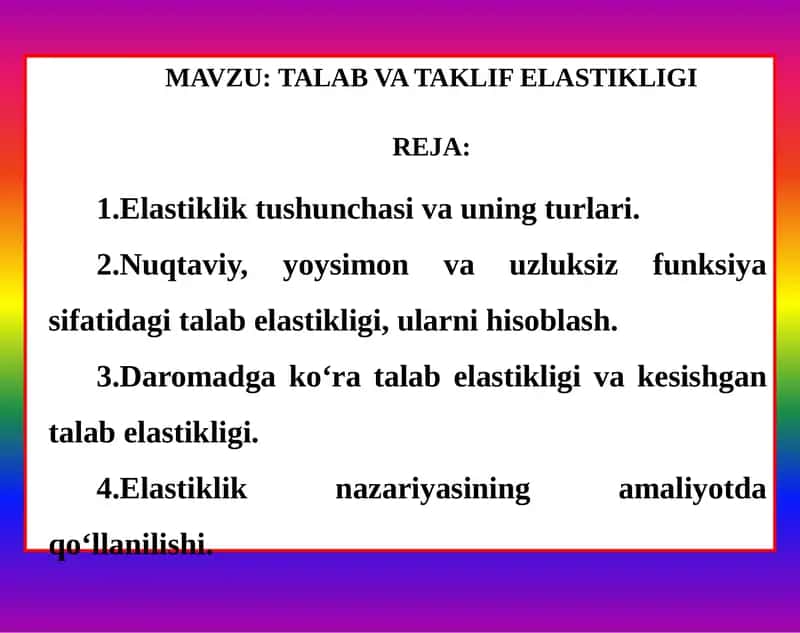 Talab va Taklif Elastikligi