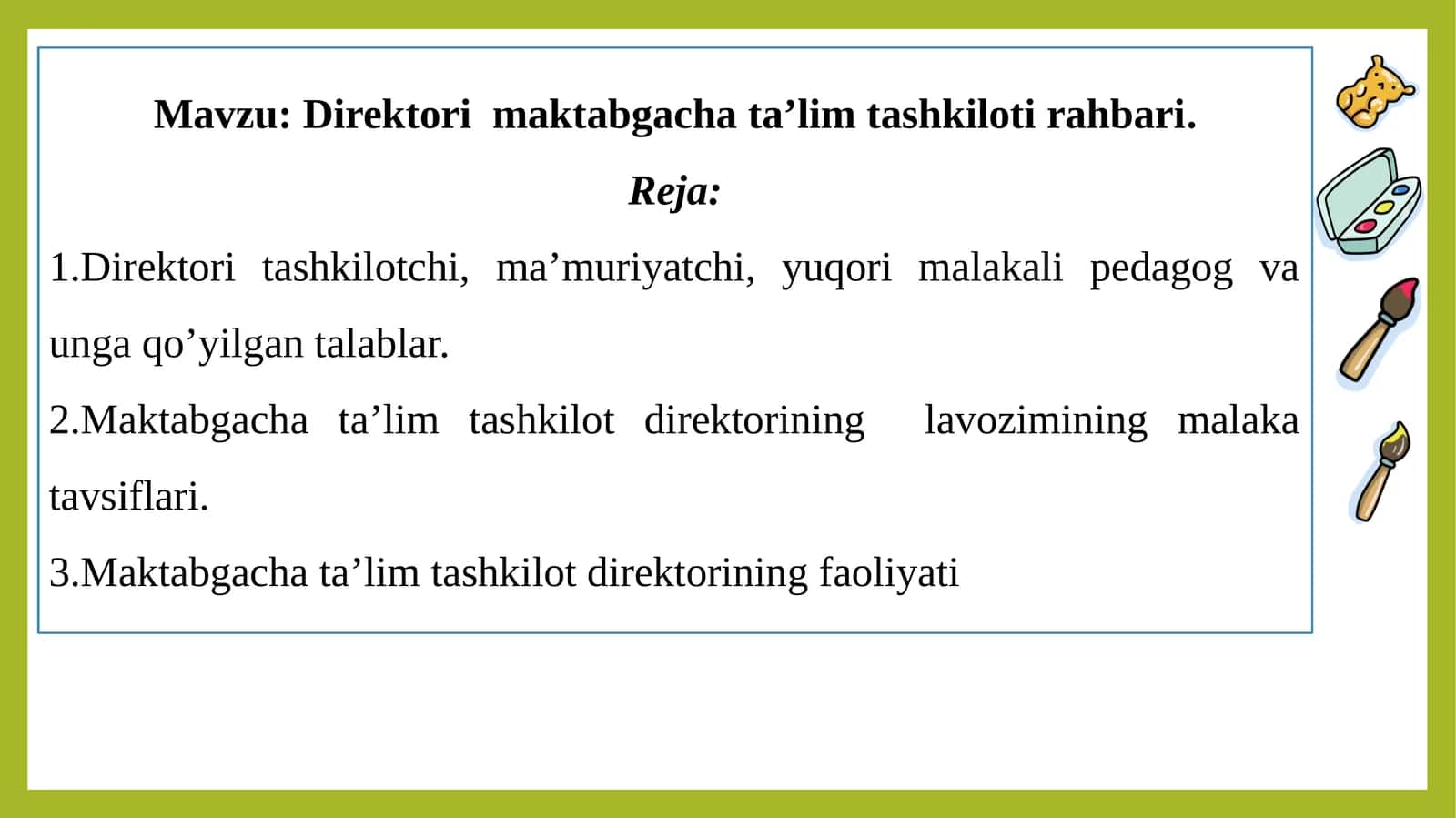 Direktori maktabgacha ta’lim tashkiloti rahbari