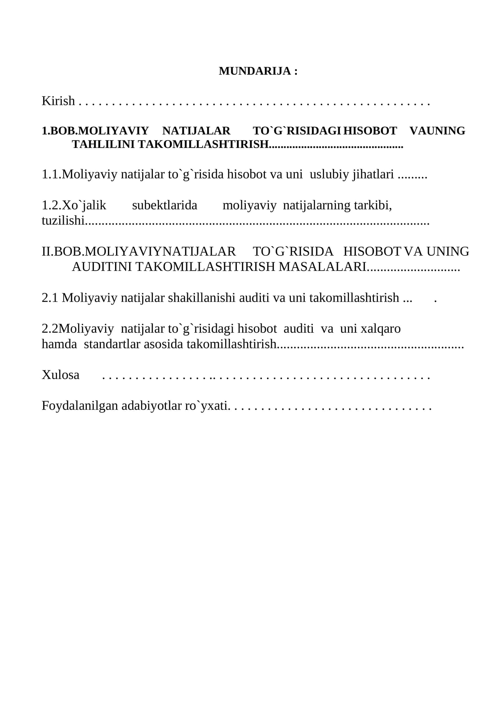 Moliyaviy natijalar