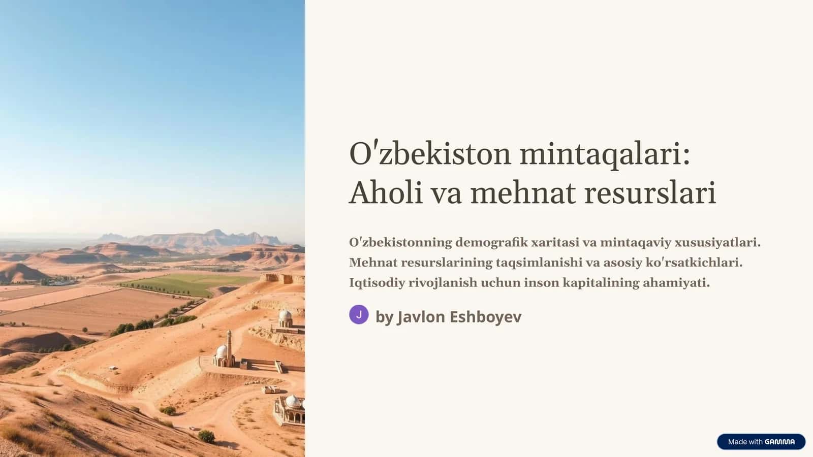 O'zbekiston mintaqalari: Aholi va mehnat resurslari
