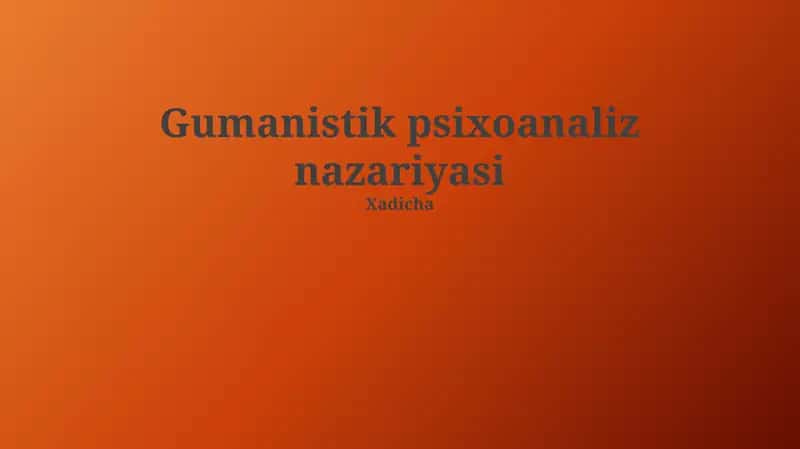 Gumanistik psixoanaliz nazariyasi