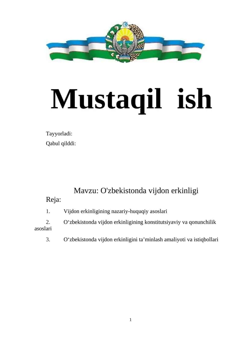O'zbekistonda vijdon erkinligi