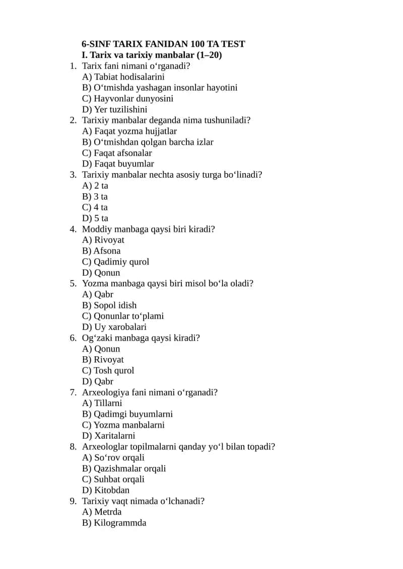 6-SINF TARIX FANIDAN 100 TA TEST